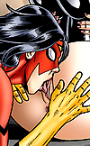 Cartoon lesbian pussy licking action hero