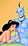 Aladdin, Princess Jasmine and Genie throw an orgy