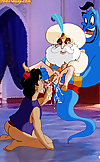 Aladdin strokes the Sultan’s tool while sucking