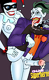Tied Joker spraying cum on Harleys tits